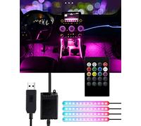 Interior Car Lights Trongle Car Strip LED Lights, Waterproof with 4pcs 48 LEDs 8 Colors with Sound Sensor and Remote Control, USB Port Cars Charger Light Bar, Car Music Sound-activated Lighting, DC 5V