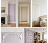 Interior Corner Molding Set with Ornate Fleur De Lis Relief for Wall Transitions, Fireplace Surrounds, and Built-in Furniture Trim Details (13.5cm)