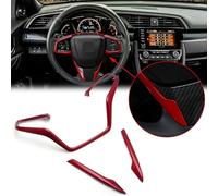 Interior Decoration 3x Red For Civic 10th For Gen 2016 17 18 19 20 2021 For CRV 2017 18 19 20 21 2022 Interior Steering Wheel Frame Cover Trims Sticker Car Decoration