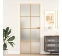 Interior Door 83x201.5 cm Gold Matt Aluminum Frame Tempered Glass Slim Minimal.
