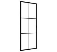 Interior Door Barn Sliding ESG Glass and Aluminium Black vidaXL