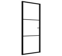 Interior Door Barn Sliding ESG Glass and Aluminium Black vidaXL