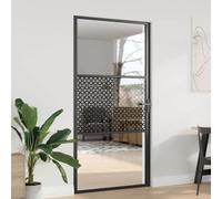 Interior Door, Black, 102.5 x 201.5 cm, ESG Glass, Aluminium Frame, Modern Design, Durable, Scratch-Resistant, for Living Room, Indoor Use