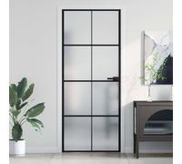 Interior Door Black Matt Tempered Glass 83x201.5 cm Slim Aluminium Handle +Kits
