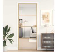 Interior Door Gold Transparent 83x201.5cm Tempered Glass Aluminium Slim Frame