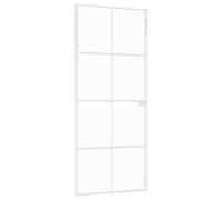 vidaXL Interior Door Slim Sliding Door Black Tempered Glass and Aluminium