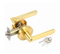 Interior Door Knobs - Golden Passage Door Handle, Non Lockable Door Lever | Stylish Anti-Scratch Replacement for Bedroom, Wardrobe, Hallway, Home, Hotel, , Apartment, Commercial Use