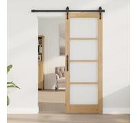 Interior Door Natural Pine 73.5x198.5 cm Untreated Solid Pine 4mm Tempered Glass