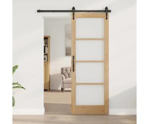 Interior Door Natural Pine 73.5x198.5 cm Untreated Solid Pine 4mm Tempered Glass