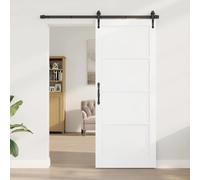 Interior Door Sliding Rustic White Plywood Pine 86x211 cm Space-Saving DIY-Ready