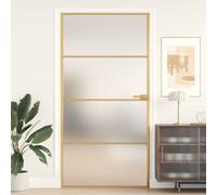 Interior Door Slim Golden 102.5x201.5 cm Tempered Glass and Aluminium Berkfield Home Black One Size