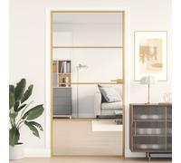 Interior Door Slim Golden 102.5x201.5 cm Tempered Glass and Aluminium Berkfield Home Black One Size