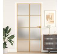 Interior Door Slim Golden 102.5x201.5 cm Tempered Glass and Aluminium Berkfield Home Black One Size
