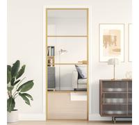 Interior Door Slim Golden 76x201.5 cm Tempered Glass and Aluminium Berkfield Home Black One Size