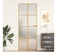 Interior Door Slim Golden 83x201.5 cm Tempered Glass and Aluminium Berkfield Home Black One Size