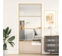 Interior Door Slim Golden 93x201.5 cm Tempered Glass and Aluminium Berkfield Home Black One Size