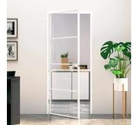 Interior Door, White, 83 x 201.5 cm, Tempered Glass & Aluminium, Slim Design for Bright Living Spaces, 5 mm Glass Thickness