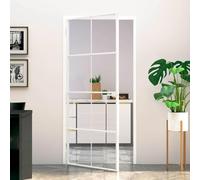 Interior Door, White, 93 x 201.5 cm, Tempered Glass & Aluminium, Slim Frame, Robust Construction, Modern Design for Bright Living Spaces, Double-Sided