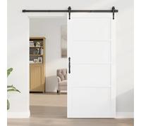 Interior door White 93x202cm Plywood Solid Pine Rustic Sliding Barn Door DIY Kit