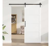 Interior door White Plywood 93x211cm Sliding Rustic Pine DIY Space-Saving Indoor