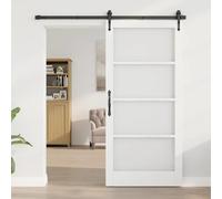Interior Door White Primed Solid Pine with 4mm Clear Glass 93x202cm Modern DIY