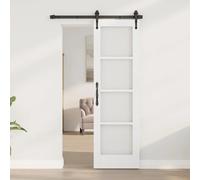 Interior Door White Primed Solid Pine with 4mm Tempered Glass Stylish 61x198.5cm