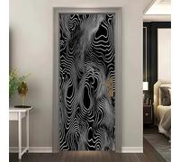 Interior Doors Decal Stickers Peel and Stick, Abstract Creative Lines Door Mural Cover Removable Optical Illusions Self-Adhesive Wallpaper for Bedrooms Living Room 95x215 cm
