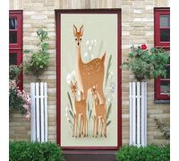 Interior Doors Self-Adhesive Wall Stickers Animal Abstract Deer Door Stickers, Peel and Stick Light Cyan 3D Door Mural for Bedroom Living Bathroom Home Improvement 90x200 cm