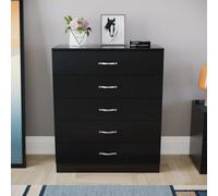 Interior Emporium Chester 5-Drawer Chest - Classic Bedroom Storage Unit - Pre-Assembled (Black)