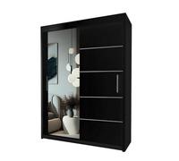 Interior Emporium Ie Lyon Sliding Door Bedroom Wardrobe Without Led Light - Wardrobe For You - Wardrobes ( Black , 150 Cm )