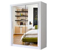 Interior Emporium Ie Milan Sliding Mirror Door Wardrobe With Drawers & Shelves - Sliding Door Wardrobe With Led Lighting ( White , 150 Cm )