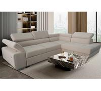 Interior Emporium Ltd Artic Convertible 3 Seater Sofa Bed, Velvet Couch, L/H Hand Corner with Storage & USB Port (Beige) in Beige Interior Emporium Ltd Beige