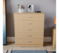 Interior Emporium Ltd Chester 5-Drawer Chest - Classic Bedroom Storage Unit - Pre-Assembled (Oak) in Light Oak Interior Emporium Ltd Light Oak