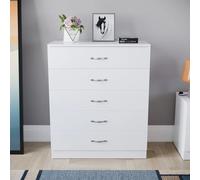 Interior Emporium Ltd Chester 5-Drawer Chest - Classic Bedroom Storage Unit - Pre-Assembled (White) in White Interior Emporium Ltd White