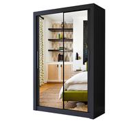 Interior Emporium Ltd IE Milan Sliding Mirror Door Wardrobe with Drawers & Shelves - Sliding Door Wardrobe with LED Lighting ( Black, 100 cm ) Interior Emporium Ltd Black