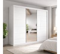 Interior Emporium Ltd IE Oslo Wradrobe with Rails & Shelves without LED Light Sliding Door Wardrobe without LED Light ( White, 250 cm ) in White Interior Emporium Ltd White