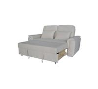 Interior Emporium Ltd Tokyo 2 Seater Pull Out Sofa Bed with Storage - Velvet Fabric ( Beige) in Beige Interior Emporium Ltd Beige