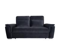 Interior Emporium Ltd Tokyo 2 Seater Pull Out Sofa Bed with Storage - Velvet Fabric ( Black) in Black Interior Emporium Ltd Black
