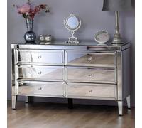 Interior Emporium Ltd Valencia Mirrored Chest of 6 Drawers - Pre-Assembled - Plain in Grey Interior Emporium Ltd Grey