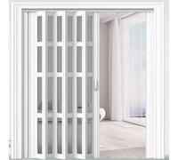 Interior Folding Door White Sliding Door Lockable Privacy Door PVC DoubleWall Profile SpaceSaving Design Ideal for Home Use (W×H: 105×180cm)