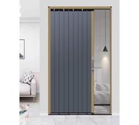 Interior Folding Door with Lock and Key, Metal Retractable Sliding Door Gate, Home Bedroom Accordion Door Screen, Kitchen Privacy Door with Hardware
