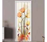 Interior Folding Door with Romantic Flower Pattern, Living Room Closet PVC Accordion Door, Customizable Double Accordion Door 67x80in 72x80in 76x80in(31x80in (78.5x203cm))