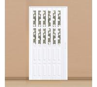Interior Folding Sliding Doors PVC Bi-fold Doors Accordion Closet Doors with Handles & Acrylic Glass for Kitchen Bathroom(Milky White,173.3x203cm)