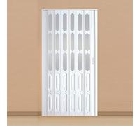 Interior Folding Sliding Doors PVC Bi-fold Doors Accordion Closet Doors with Handles & Acrylic Glass for Kitchen Bathroom(Off-White,157.2x203cm)