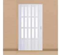 Interior Folding Sliding Doors PVC Bi-fold Doors Accordion Closet Doors with Handles & Acrylic Glass for Kitchen Bathroom(All White,139.2x203cm)