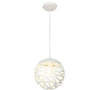 Interior Lighting Geometric Creative White Wrought Iron Hollow Globe Cage Metal E27 Pendant Light Ceiling Lamps Lighting Fixture Geometric Chandelier Restaurant Lights YYQ Made in