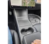 Interior Moulding Trim Moulded Central Console Cover Interior Cupholder Face Modification Trims Decor Adhensive Panel For Tesla For Model 3 2018 2019 2020 Car Decorative Strip(Matte Carbon)