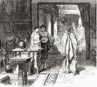 Interior of a house in ancient Rome. From Cassell's Illustrated Universal History published 1883. Poster Print by Ken Welsh (15 x 13)
