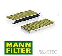 MANN-FILTER FP 2418-2 Biofunctional Pollen Filter (Set of 2) - For Passenger Cars - Polyurethane - Heating Filter