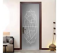 Interior Room House Decoration Door Stickers Mural Simple Geometric Lines Peel and Stick Grey Wall Murals Wallpaper Self-Adhesive Removable Door Decals Vinyl 88x200 cm
